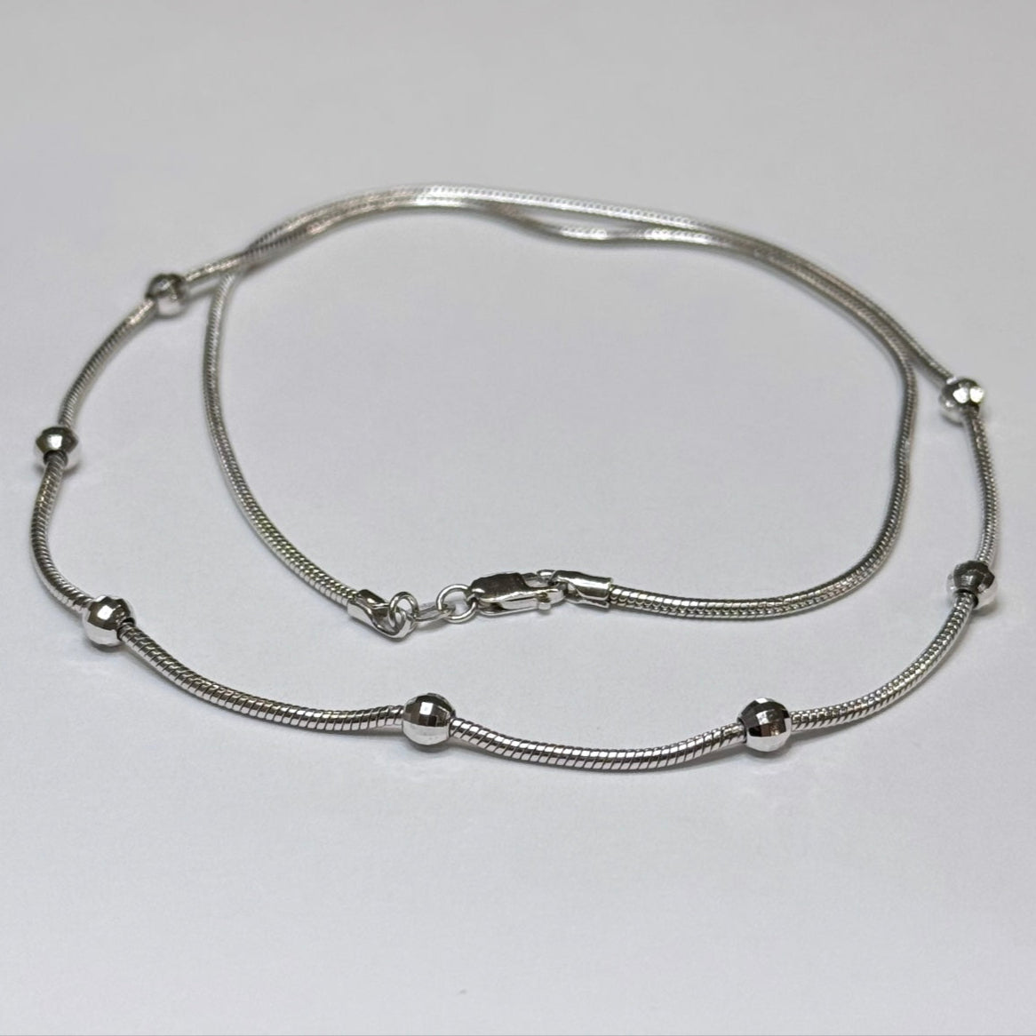 14k Snake Chain & Stationary Beads