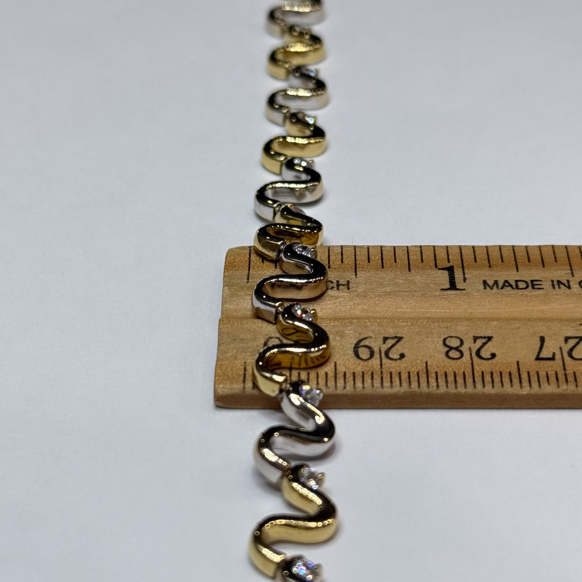 18k Two-tone CZ Wave Bracelet