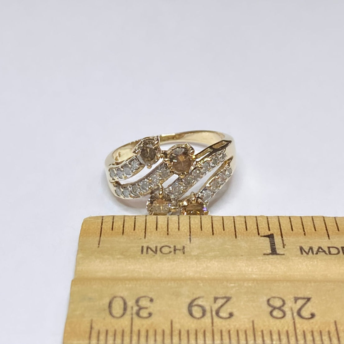 14k Chocolate Diamond Four Row Ring
