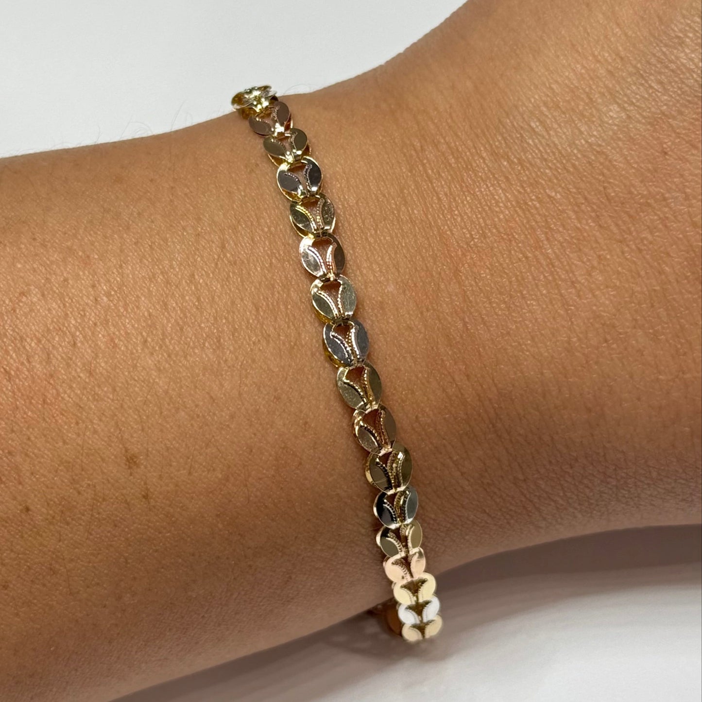 14k Tri-color Mirrored Bracelet