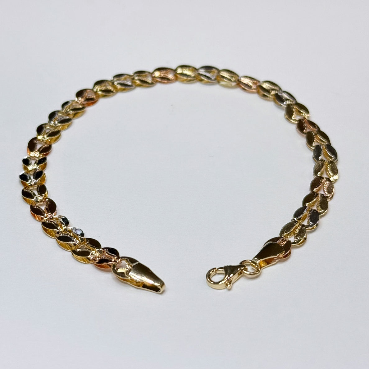 14k Tri-color Mirrored Bracelet