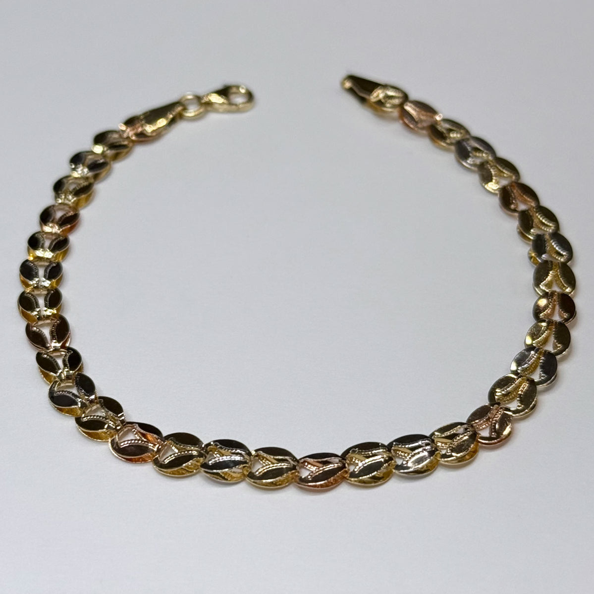 14k Tri-color Mirrored Bracelet