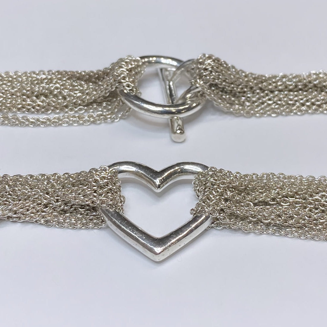 T & Co. 925 Open Heart Mesh Necklace 15.75"