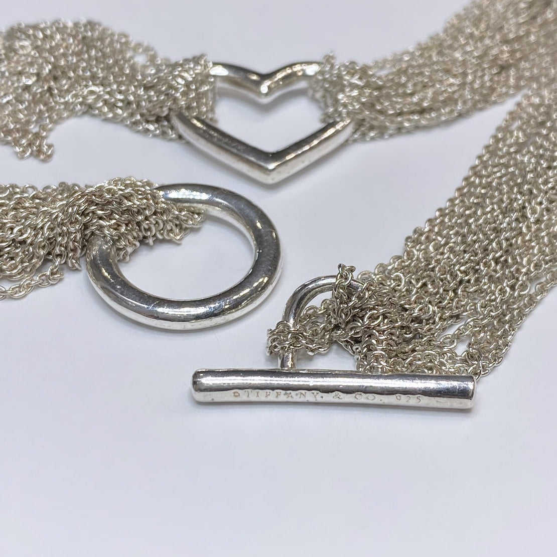 T & Co. 925 Open Heart Mesh Necklace 15.75"