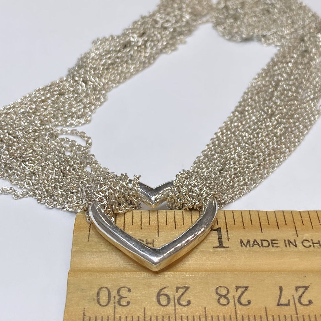T & Co. 925 Open Heart Mesh Necklace 15.75"