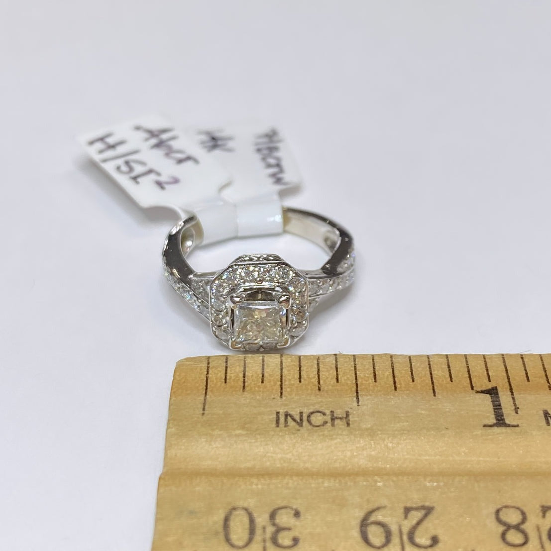 0.46ct Princess Cut Diamond & Halo Crossover Ring 14k
