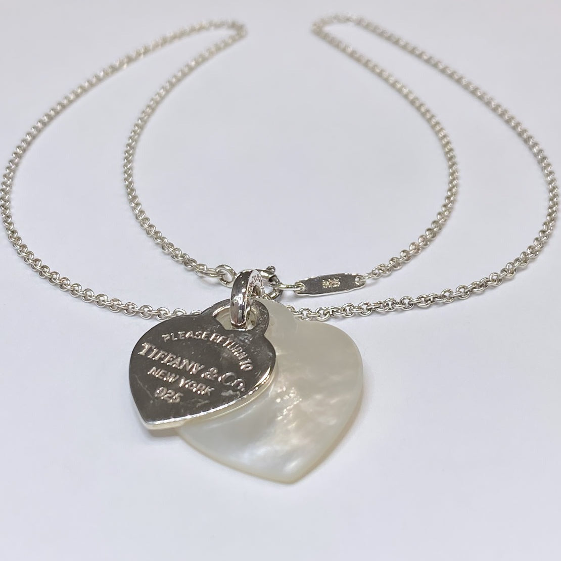 T & Co. 925 Heart Tag & Mother Of Pearl Heart Pendant