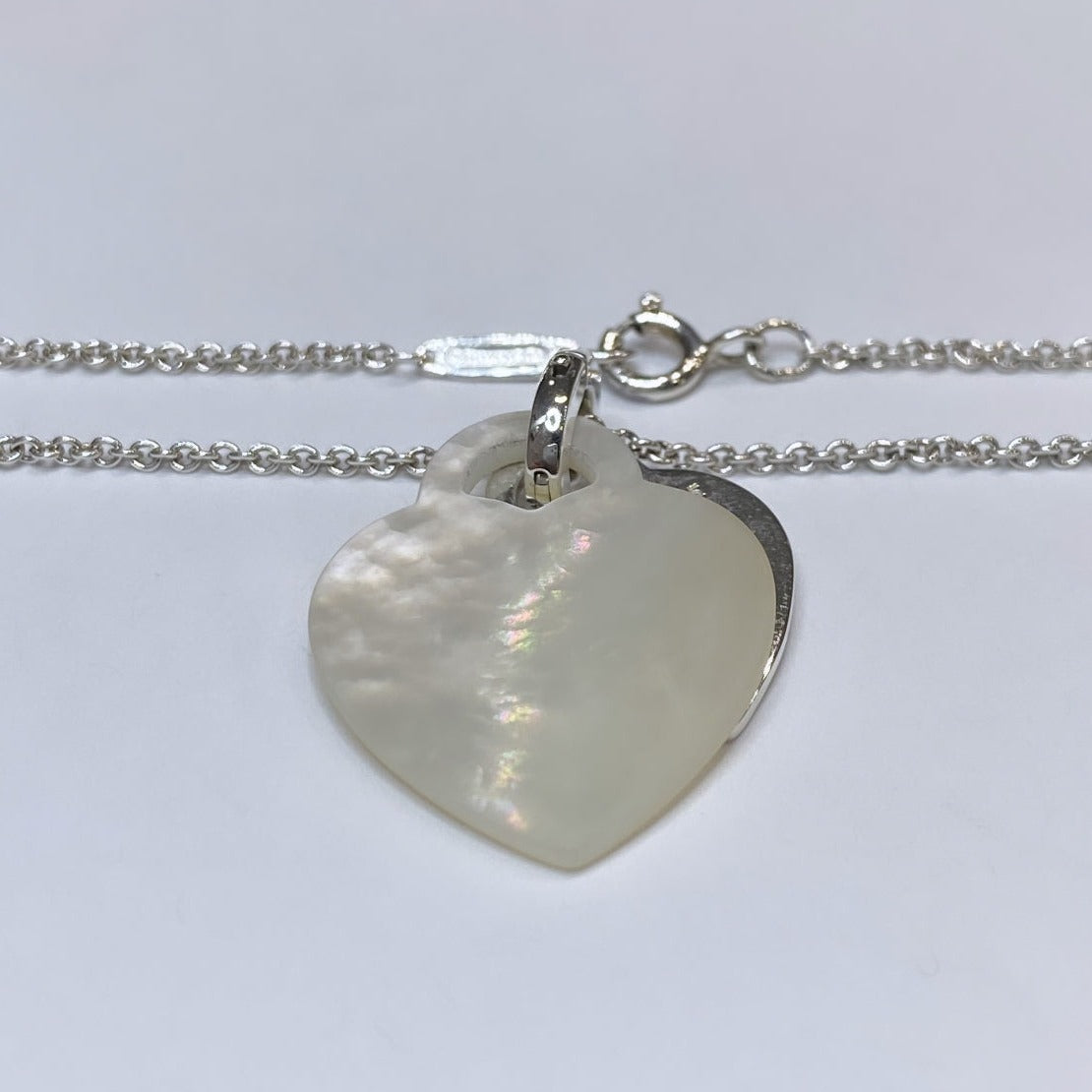 T & Co. 925 Heart Tag & Mother Of Pearl Heart Pendant