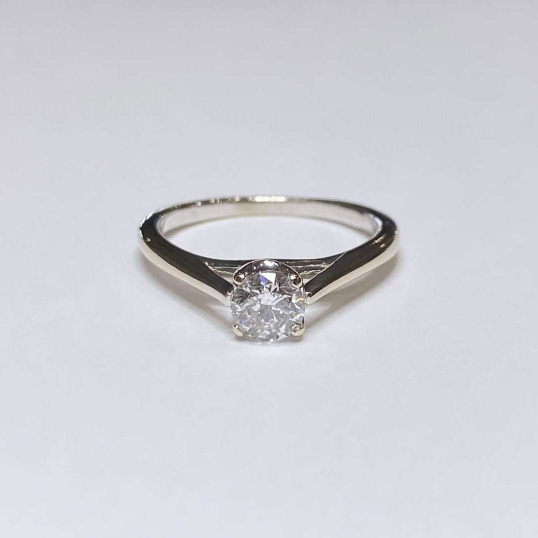 1/2ct Round Solitaire Cathedral Ring 14k
