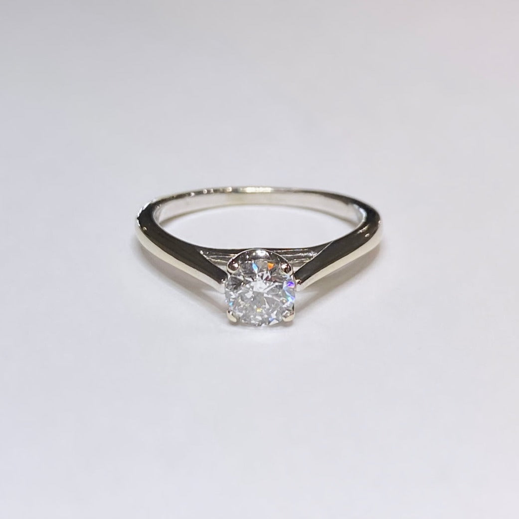 1/2ct Round Solitaire Cathedral Ring 14k