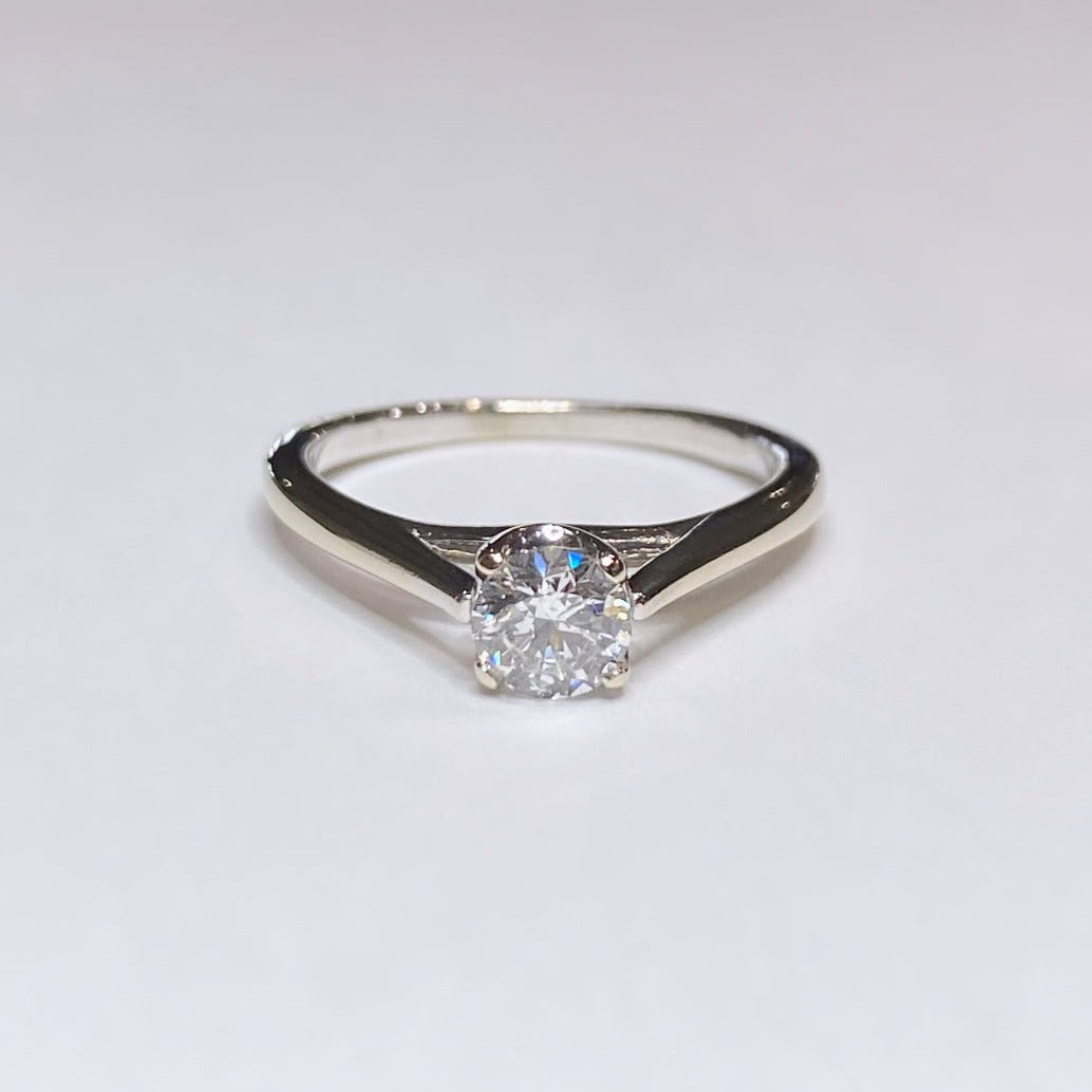 1/2ct Round Solitaire Cathedral Ring 14k