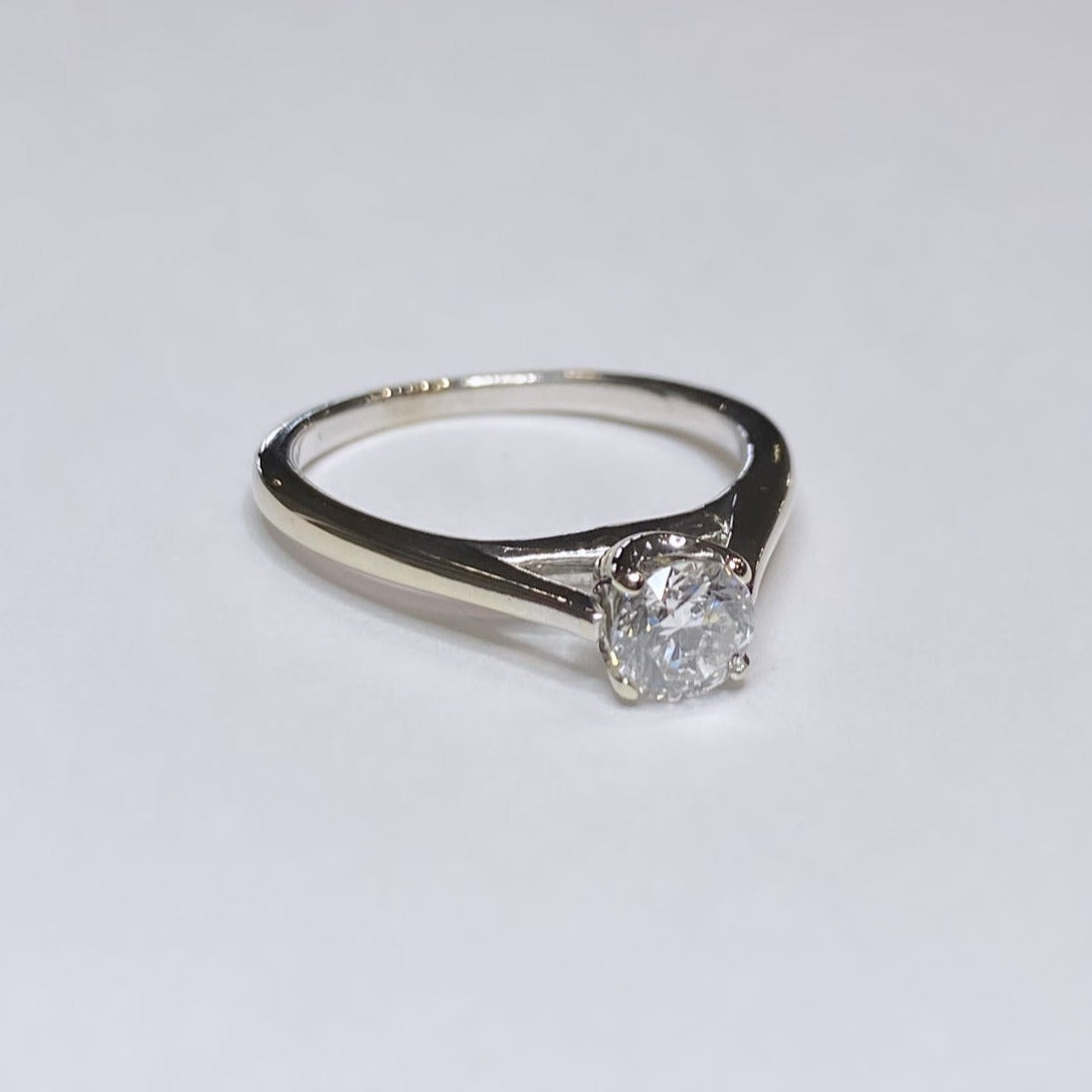 1/2ct Round Solitaire Cathedral Ring 14k