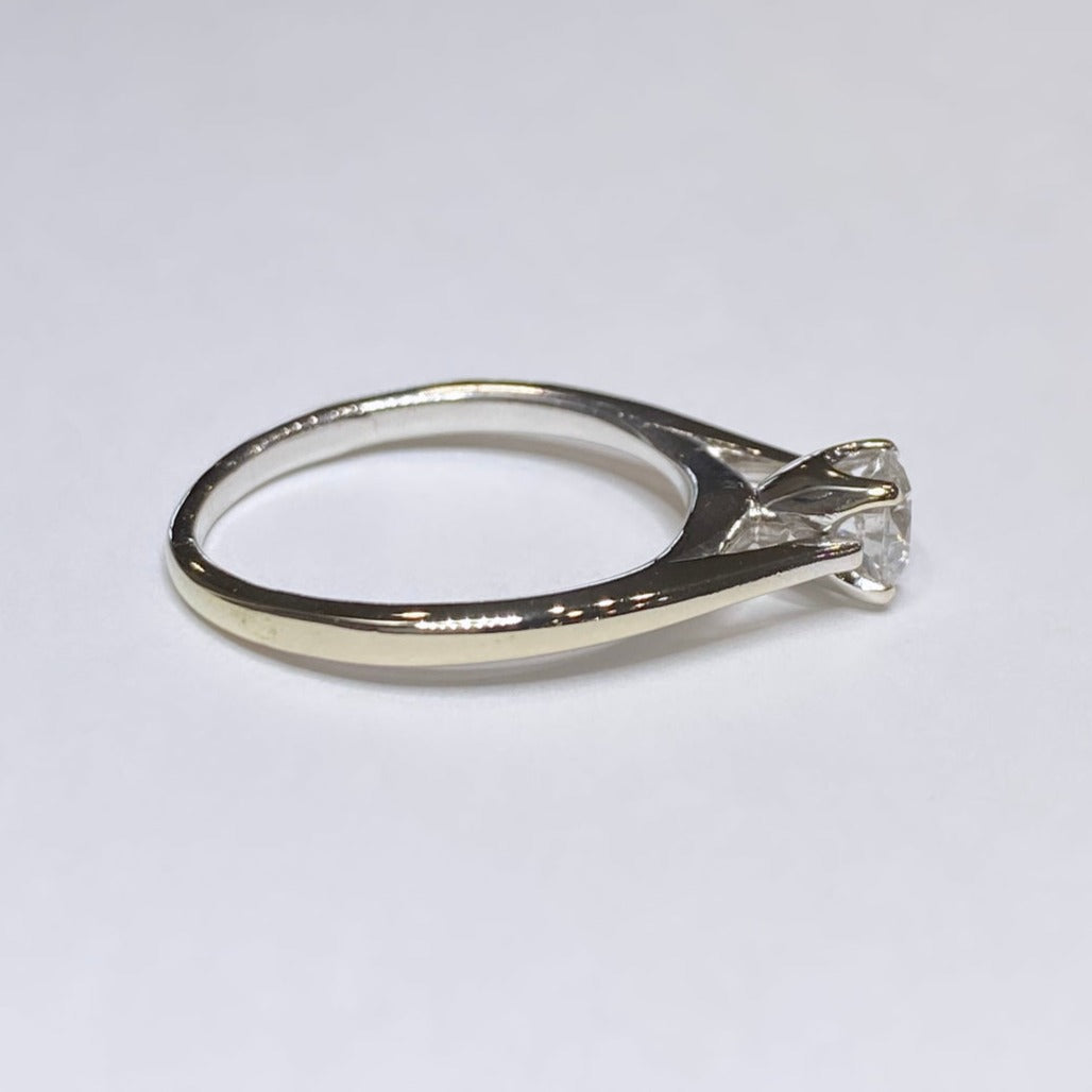 1/2ct Round Solitaire Cathedral Ring 14k