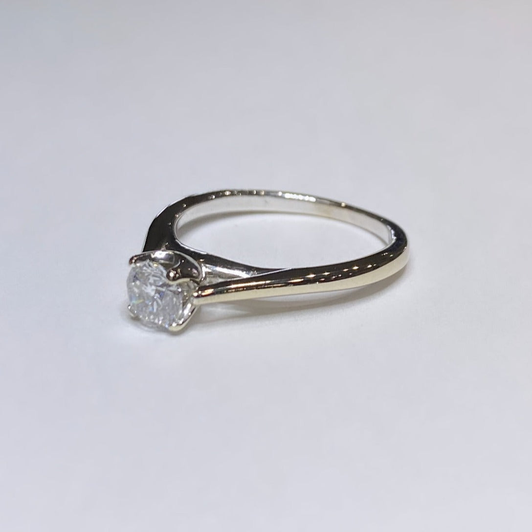 1/2ct Round Solitaire Cathedral Ring 14k