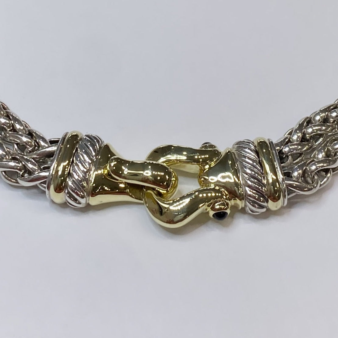 David Yurman 925 & 14k Vintage Buckle Necklace