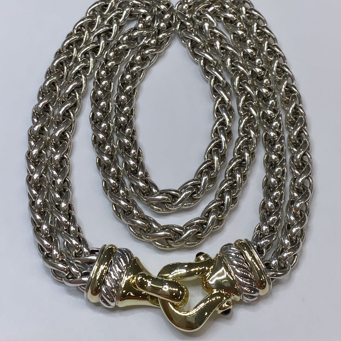 David Yurman 925 & 14k Vintage Buckle Necklace