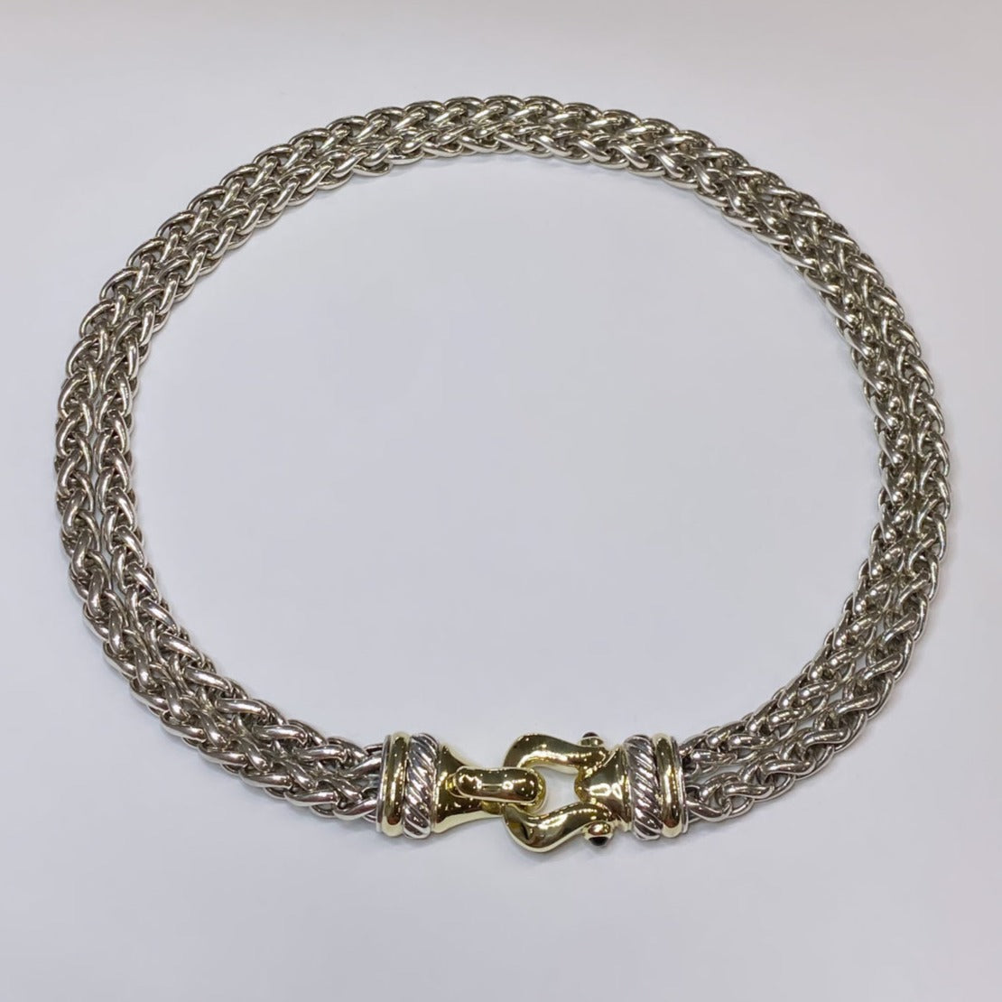 David Yurman 925 & 14k Vintage Buckle Necklace