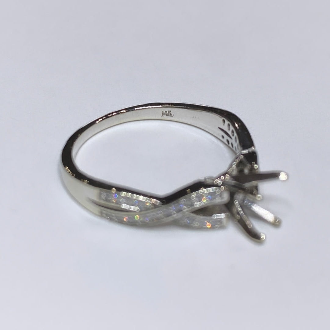 14k Semi-mounted Diamond Crossover Ring
