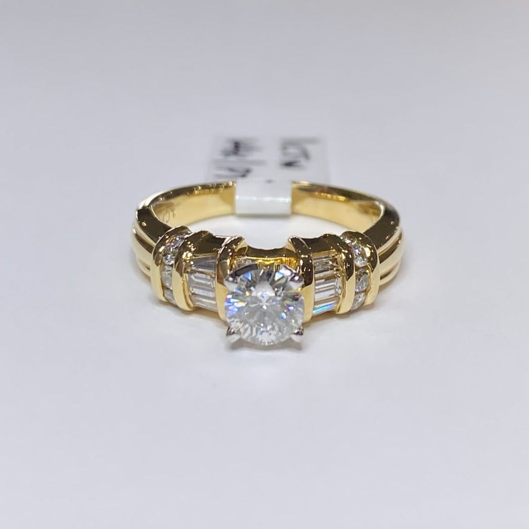 Round & Baguette Diamond Engagement Ring