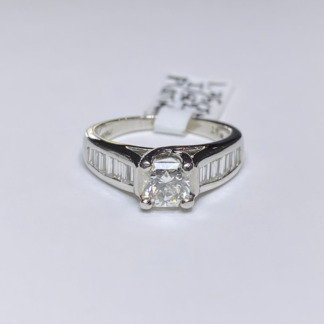 Platinum Radiant Cut W/Baguettes Ring