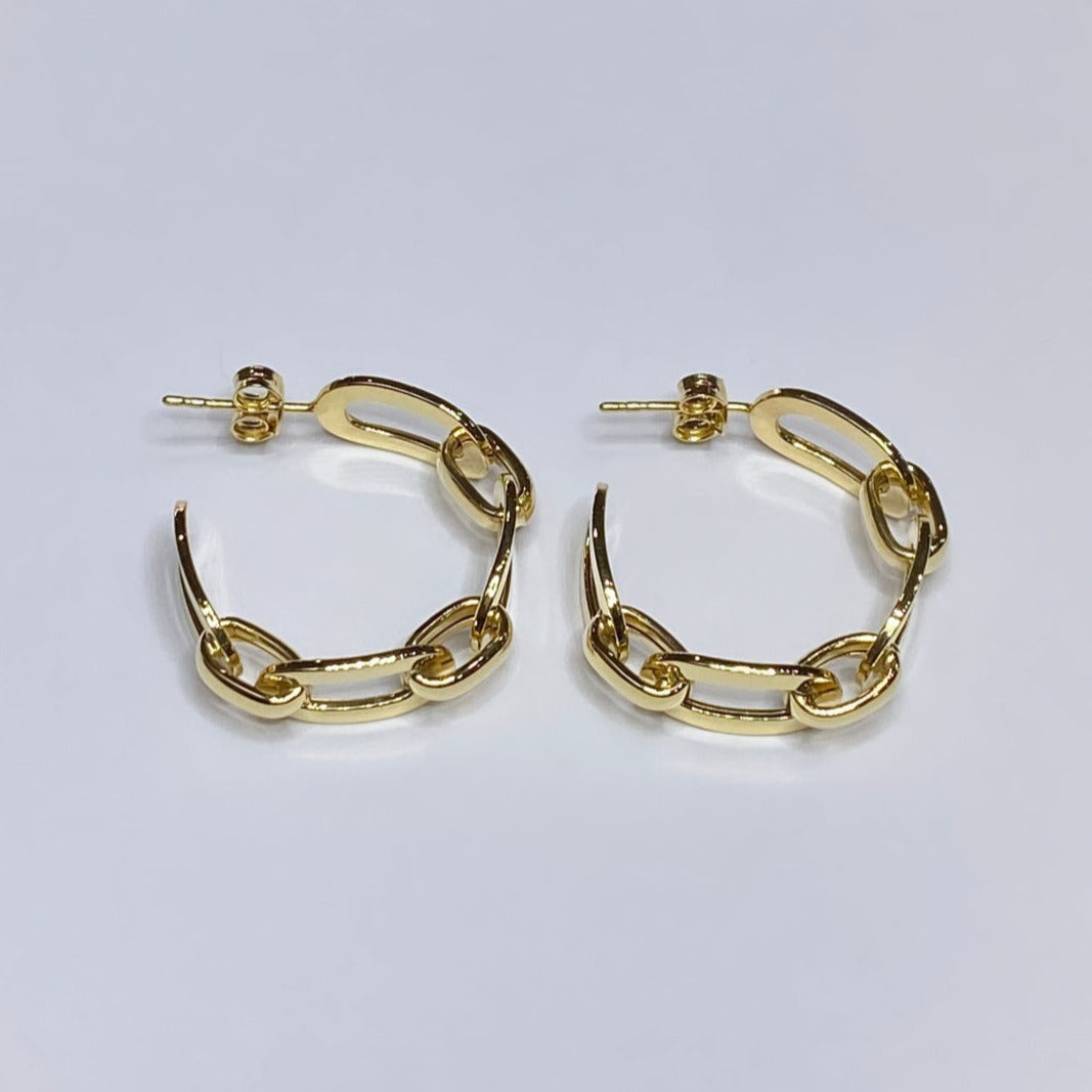 14k Open Link Hoop Earrings