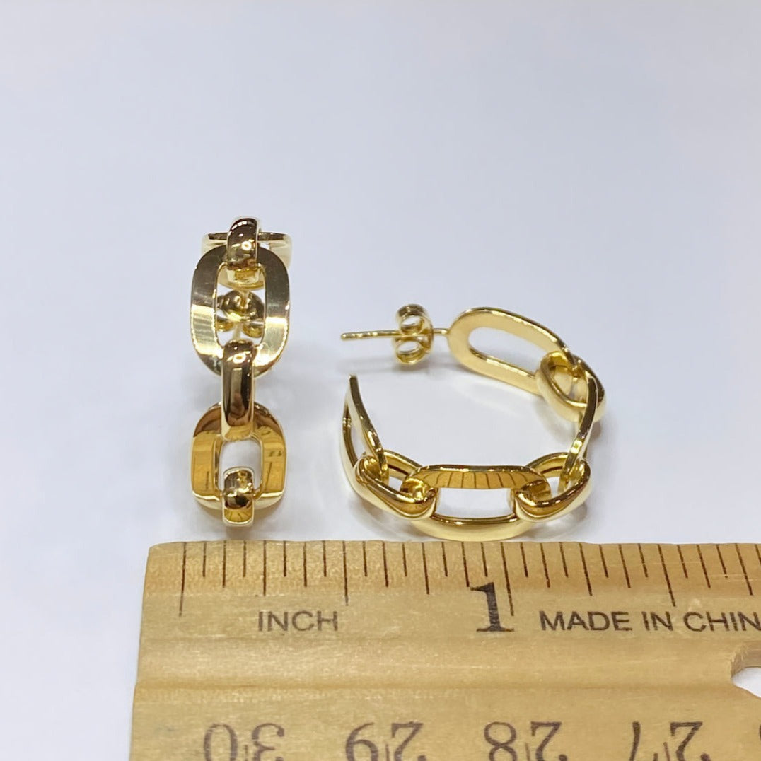 14k Open Link Hoop Earrings