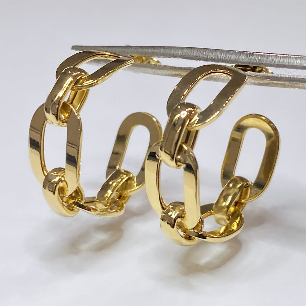 14k Open Link Hoop Earrings
