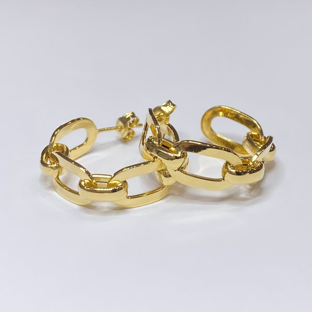 14k Open Link Hoop Earrings