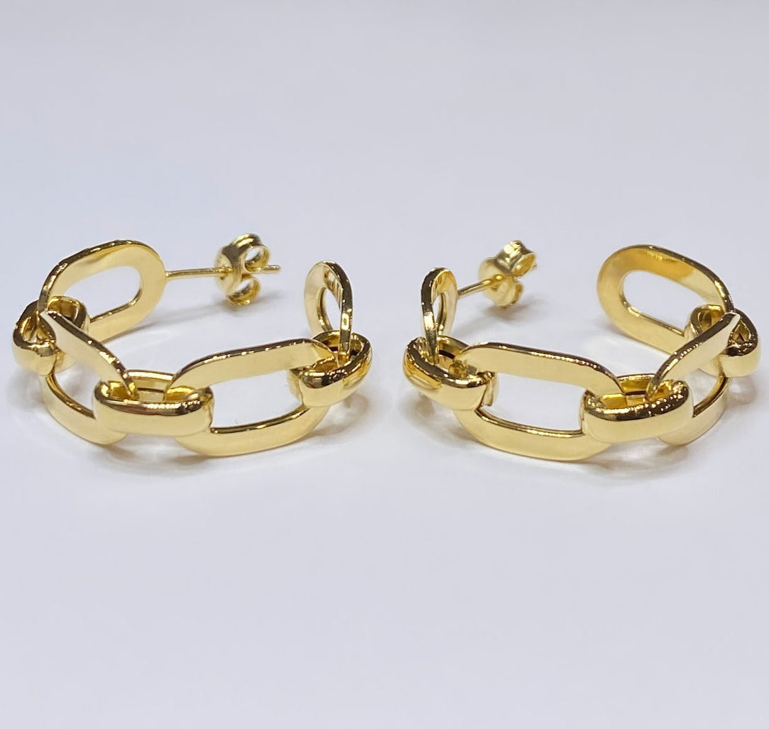 14k Open Link Hoop Earrings