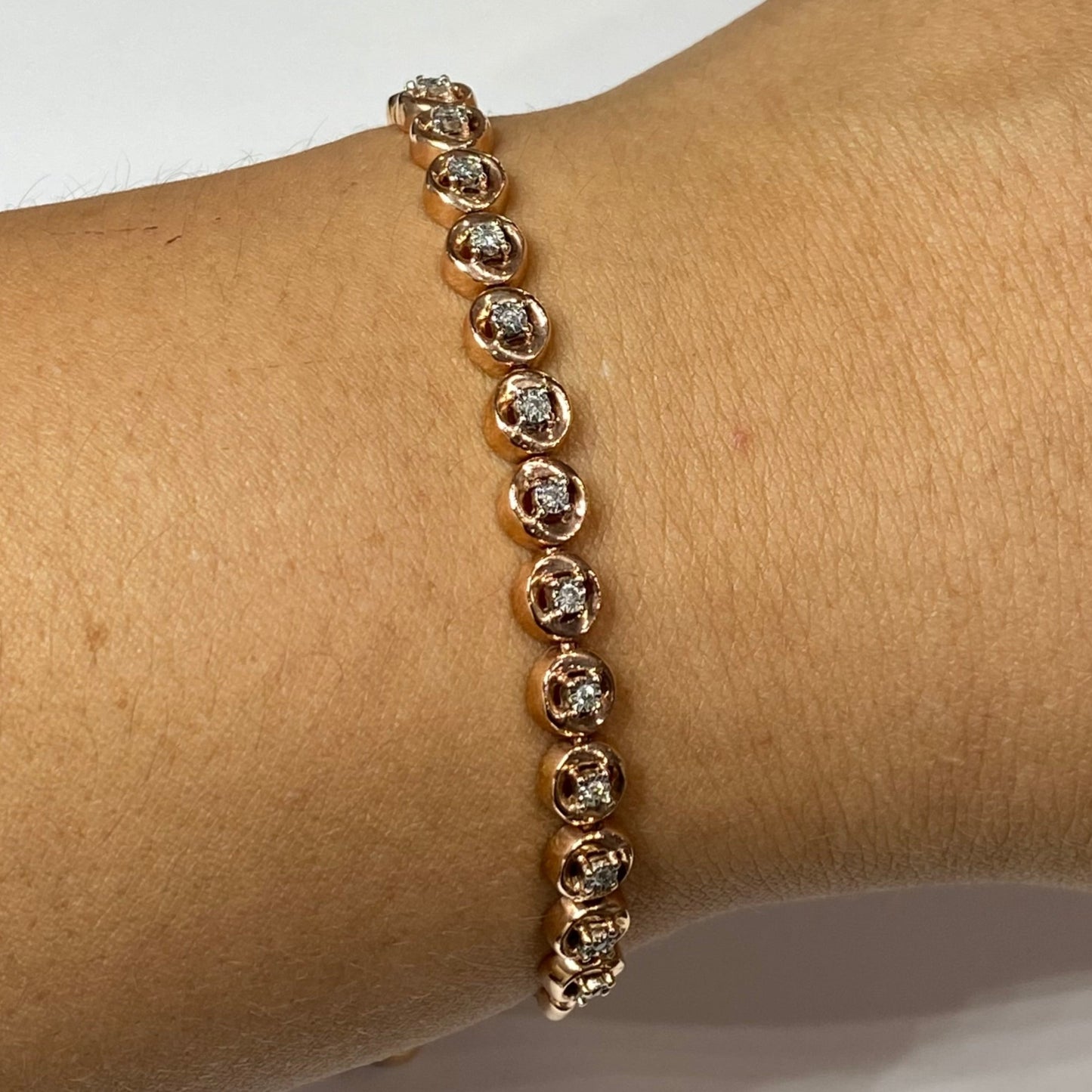 10k Rose Gold Diamond Bolo Bracelet