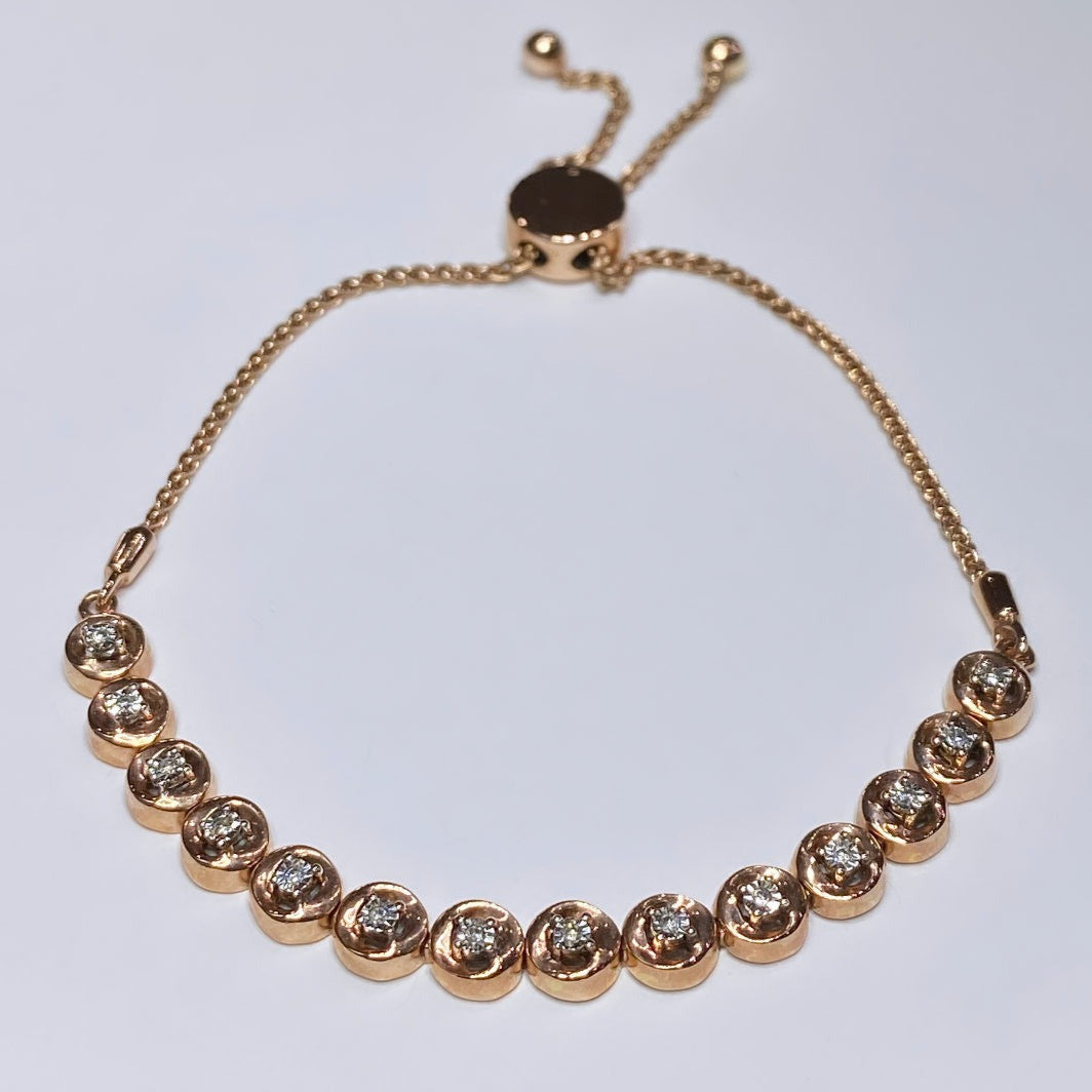 10k Rose Gold Diamond Bolo Bracelet