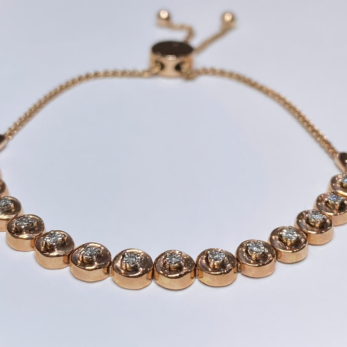 10k Rose Gold Diamond Bolo Bracelet