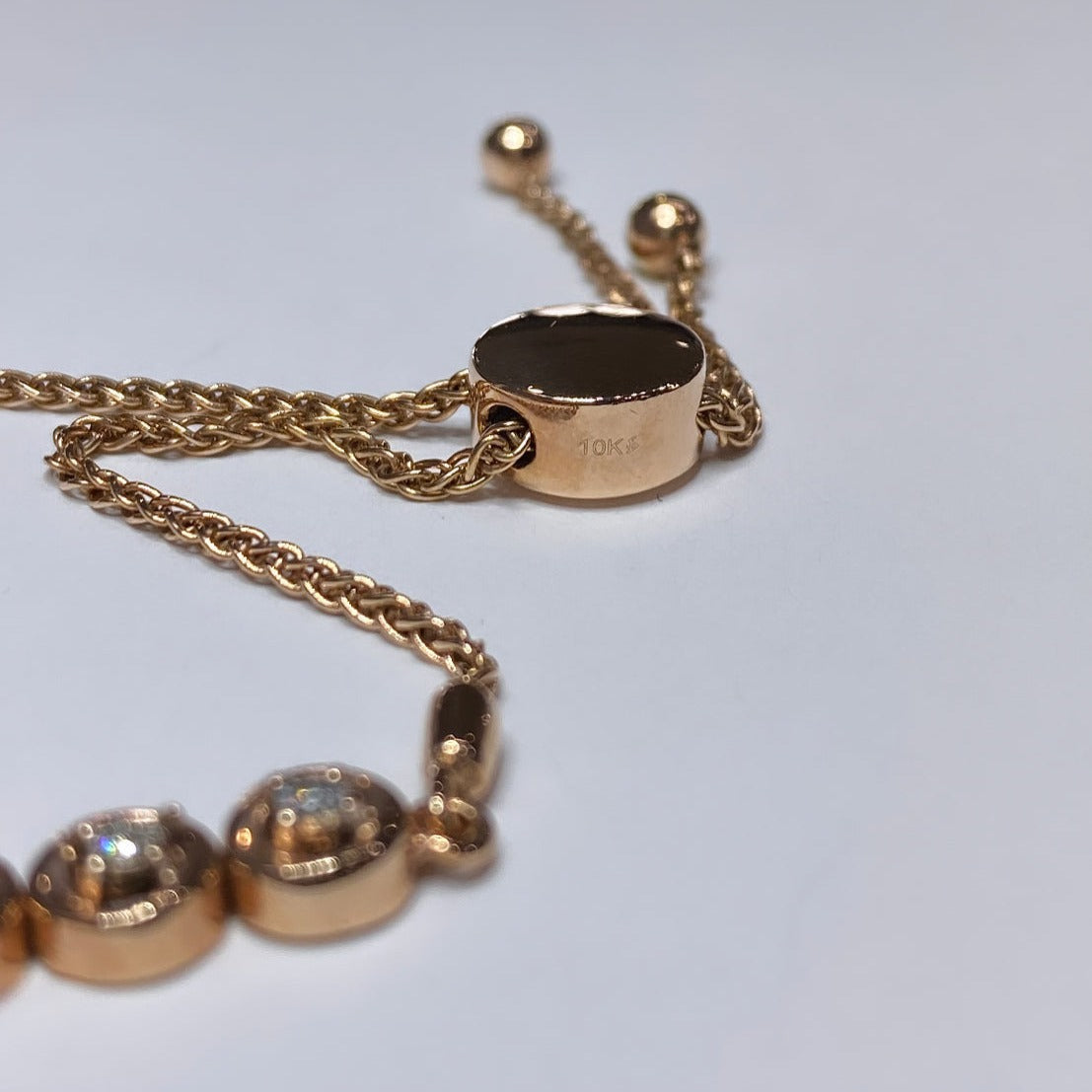 10k Rose Gold Diamond Bolo Bracelet