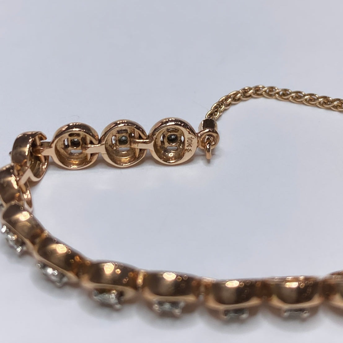 10k Rose Gold Diamond Bolo Bracelet