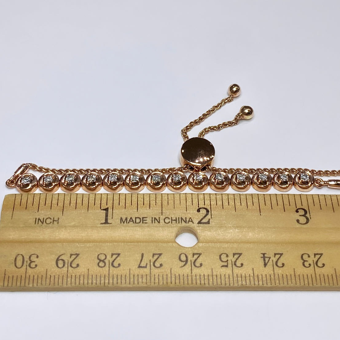 10k Rose Gold Diamond Bolo Bracelet