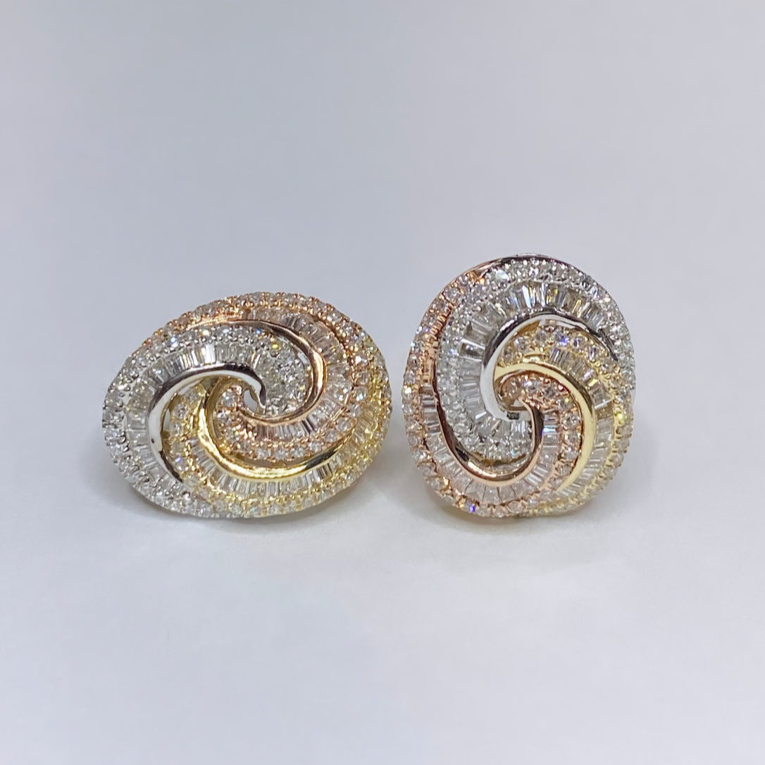 Effy 14k Tri-Tone Diamond Earrings 1.06ctw