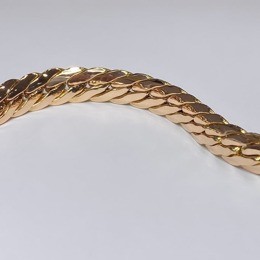 14k Two-tone Slant Curb Link Bracelet 8.5mm