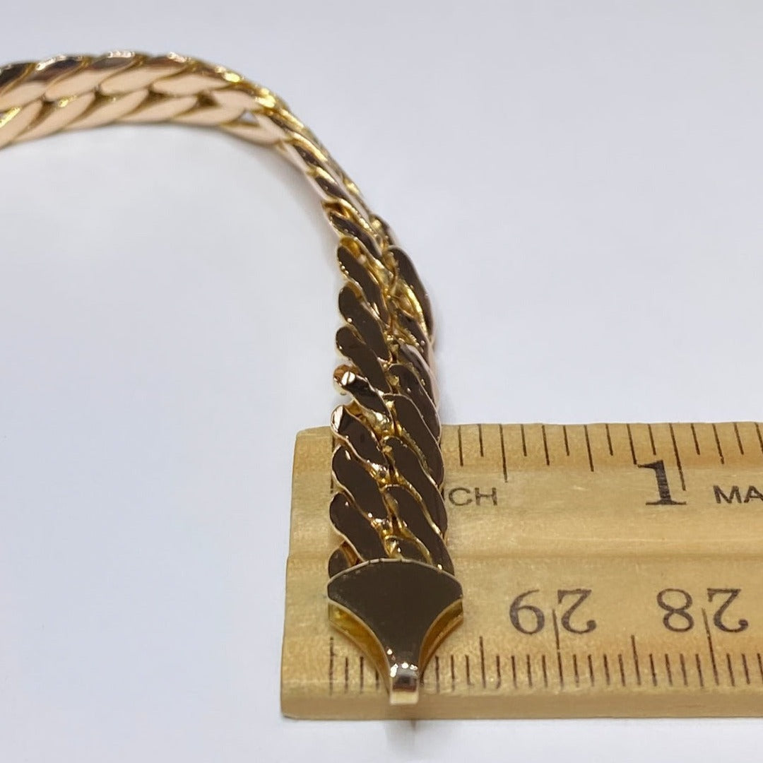 14k Two-tone Slant Curb Link Bracelet 8.5mm