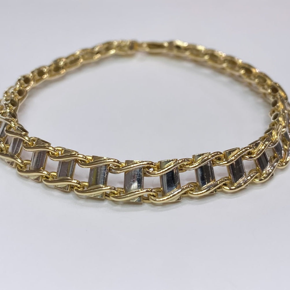 10k Two-tone Railroad Link Bracelet