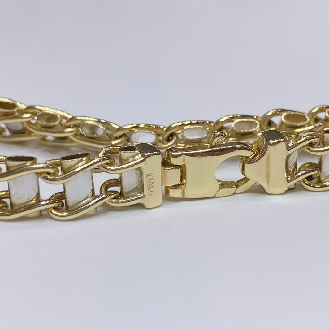 10k Two-tone Railroad Link Bracelet