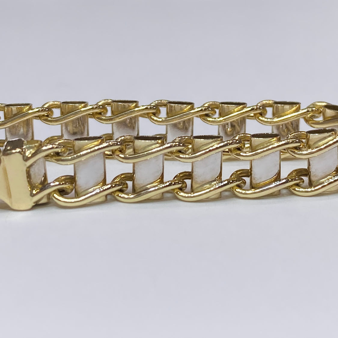 10k Two-tone Railroad Link Bracelet