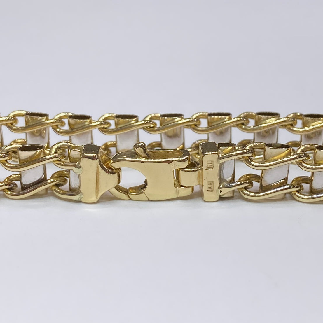 10k Two-tone Railroad Link Bracelet