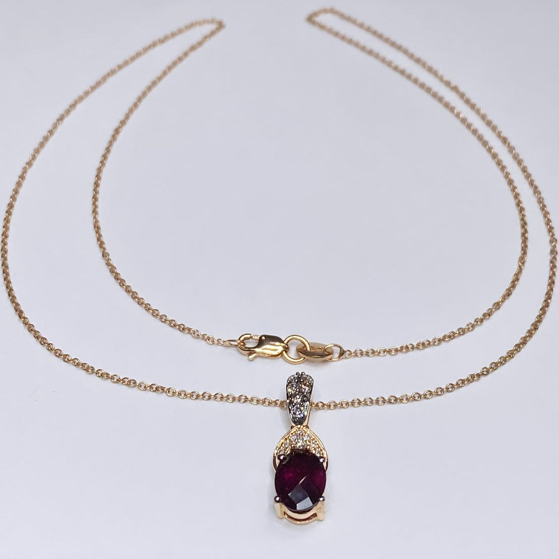LeVian 14k Raspberry Rhodolite & Chocolate Diamond Pendant