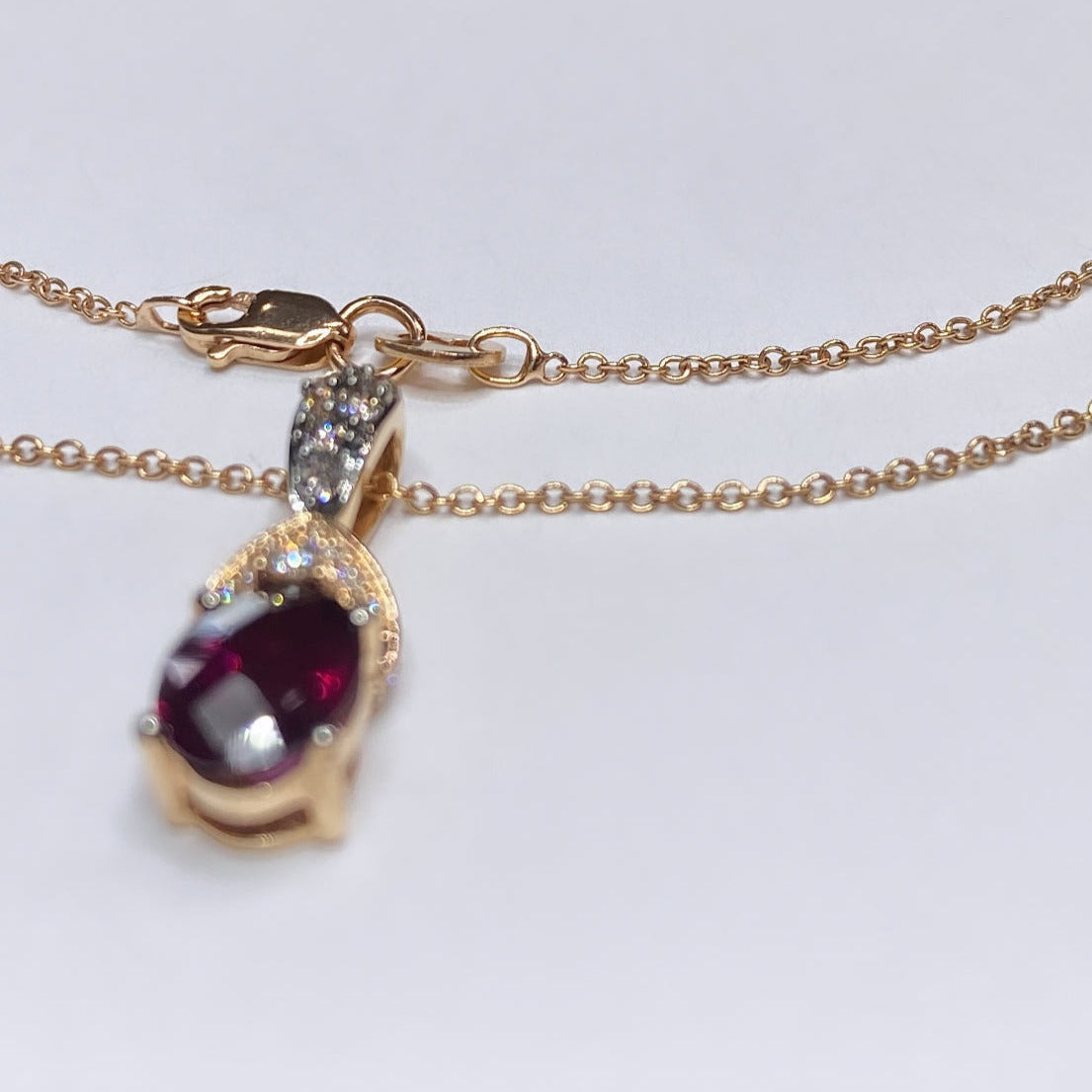 LeVian 14k Raspberry Rhodolite & Chocolate Diamond Pendant