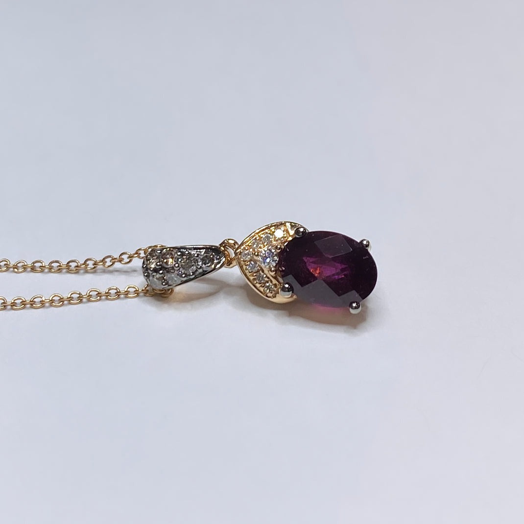 LeVian 14k Raspberry Rhodolite & Chocolate Diamond Pendant