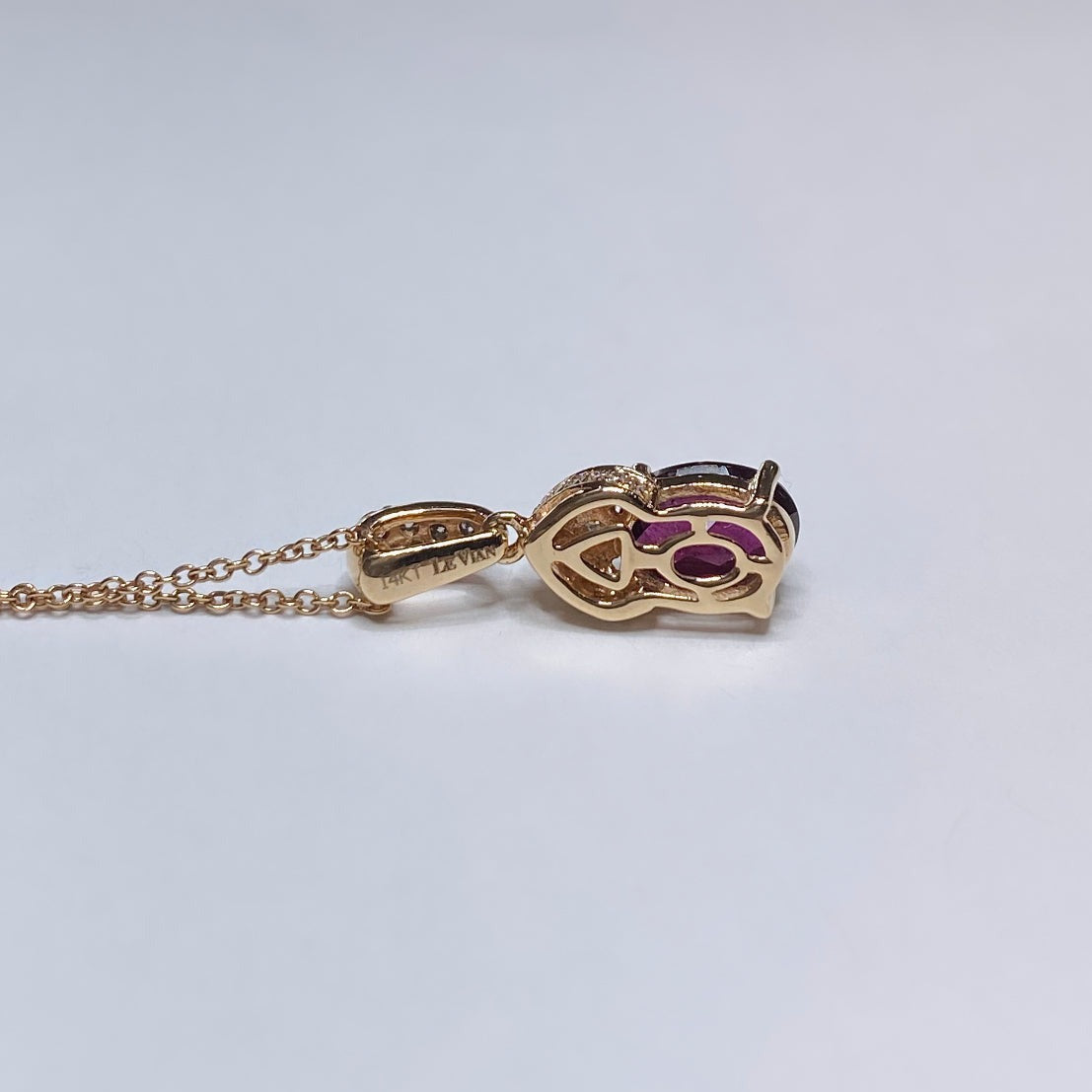 LeVian 14k Raspberry Rhodolite & Chocolate Diamond Pendant