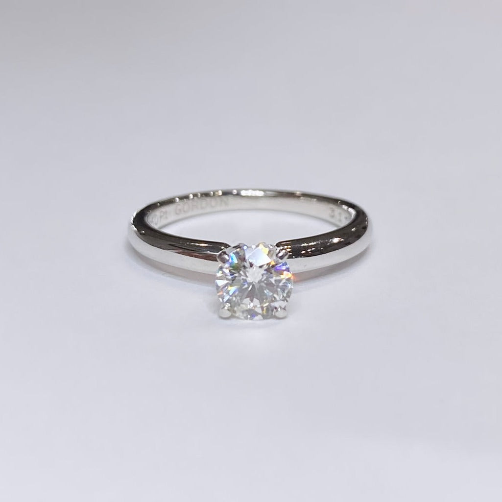 14k & Platinum 1/2ct Round Cut Diamond Solitaire