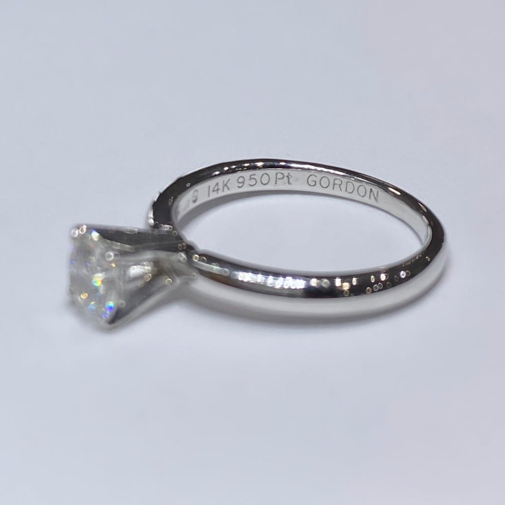 14k & Platinum 1/2ct Round Cut Diamond Solitaire