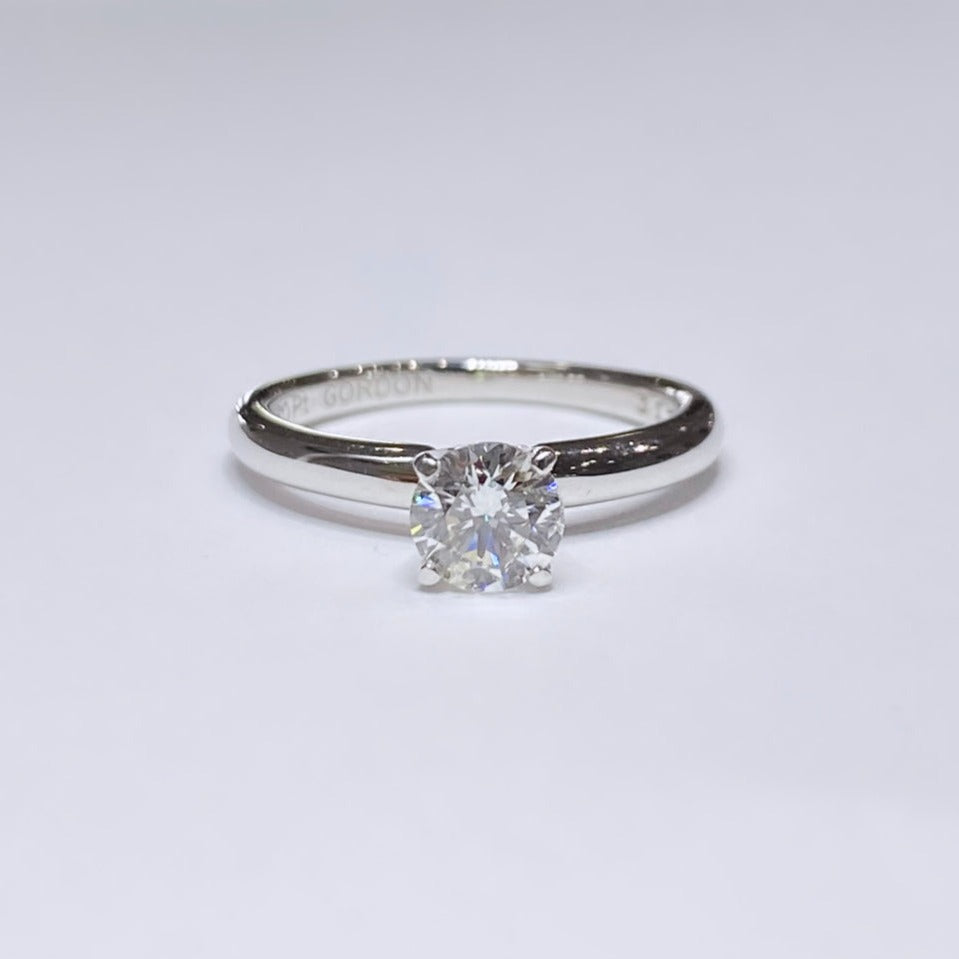 14k & Platinum 1/2ct Round Cut Diamond Solitaire