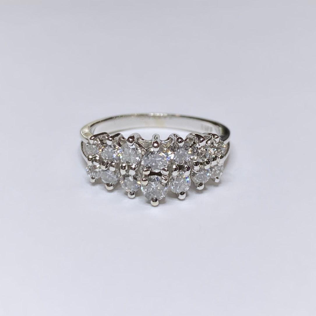 14k Double Row Pyramid Ring 1ctw